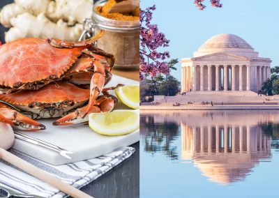 Maryland cracked crab and Jefferson Memorial